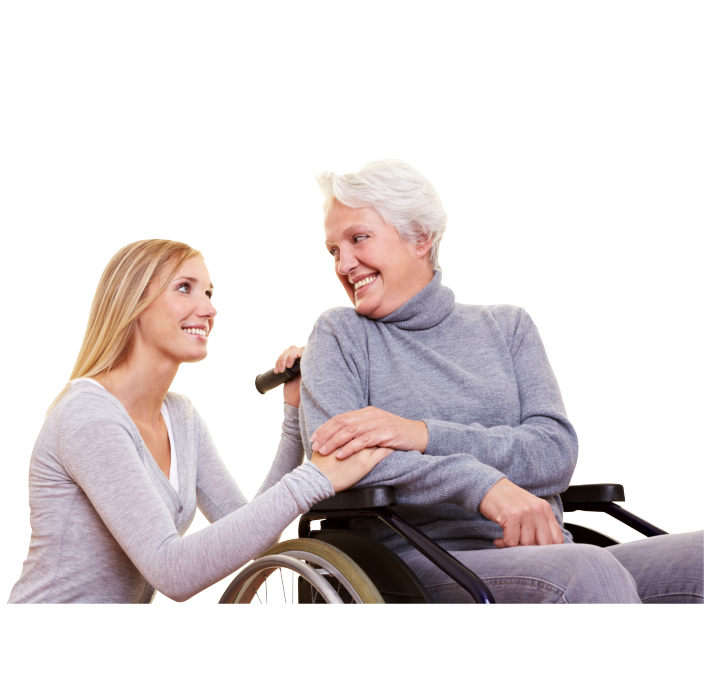 Nurse and elder smiling